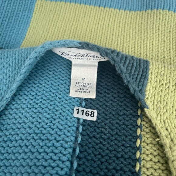 Brooks Brothers Womens Tank Top Knit Color Block Blue Green Cotton Blend Retro M - Picture 5 of 9